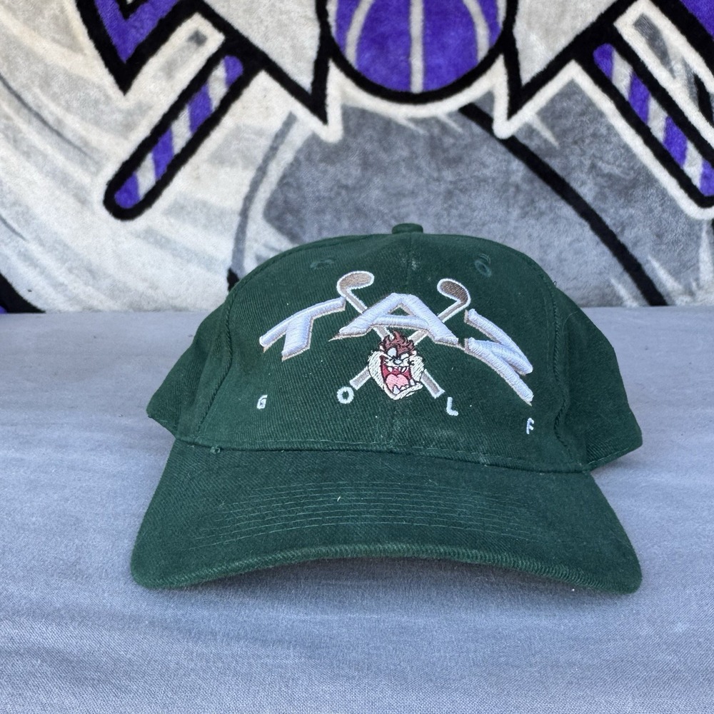 green vintage 1991 Looney Tunes Taz Tasmanian Devil golf cap Adjustable